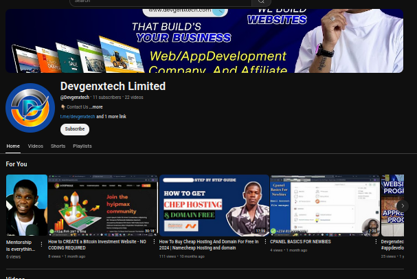 DevGenXTech YouTube Channel